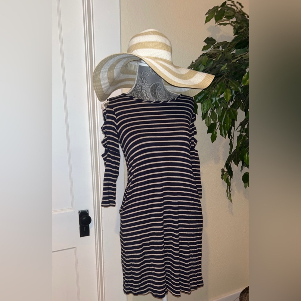 Westport Striped Cold Shoulder Dress